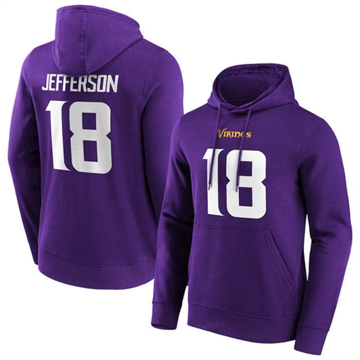 Men's Minnesota Vikings #18 Justin Jefferson Purple Hoodie