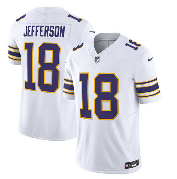 Men's Minnesota Vikings #18 Justin Jefferson White 2023 F.U.S.E. Vapor Untouchable Limited Stitched Jersey