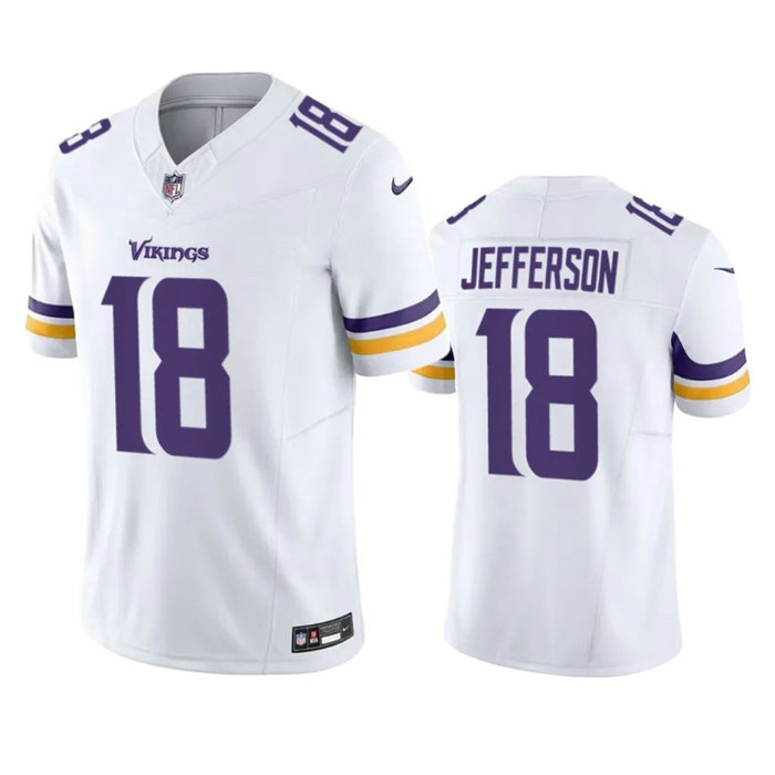Men's Minnesota Vikings #18 Justin Jefferson White 2023 F.U.S.E. Vapor Untouchable Stitched Jersey
