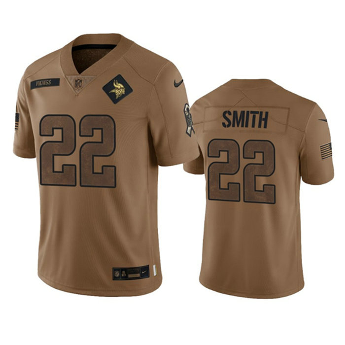 Men's Minnesota Vikings #22 Harrison Smith 2023 Brown Salute To Service Limited Stitched Jersey