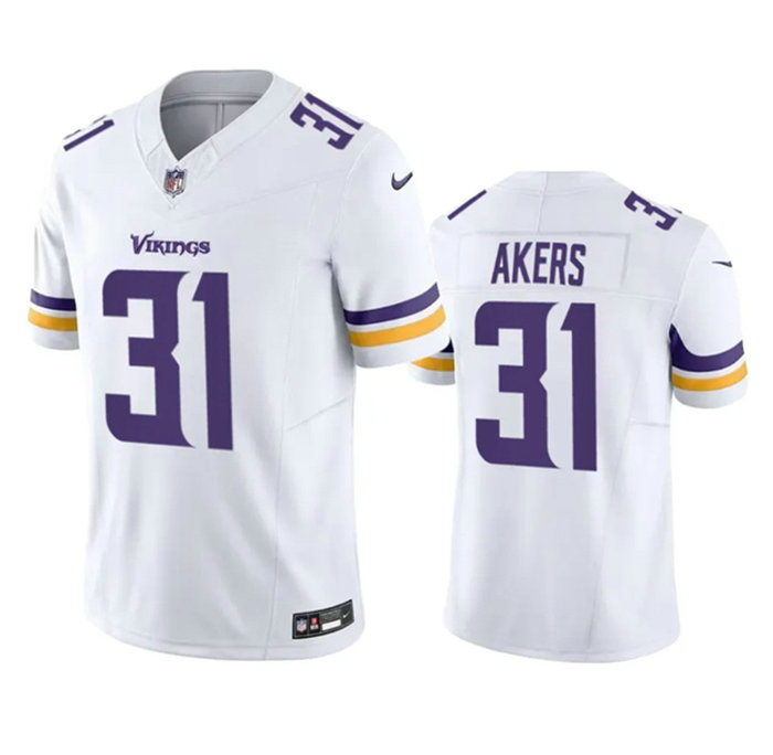 Men's Minnesota Vikings #31 Cam Akers White 2023 F.U.S.E. Vapor Untouchable Limited Stitched Jersey