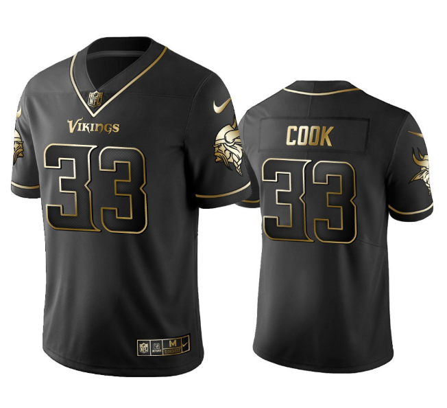 Men's Minnesota Vikings #33 Dalvin Cook Black Golden Edition Limited Stitched Jersey