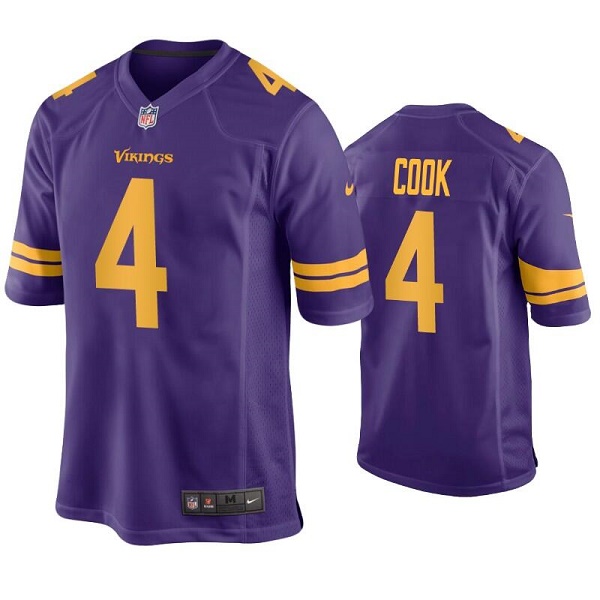 Men's Minnesota Vikings #4 Dalvin Cook Purple Color Rush Stitched Game Jersey
