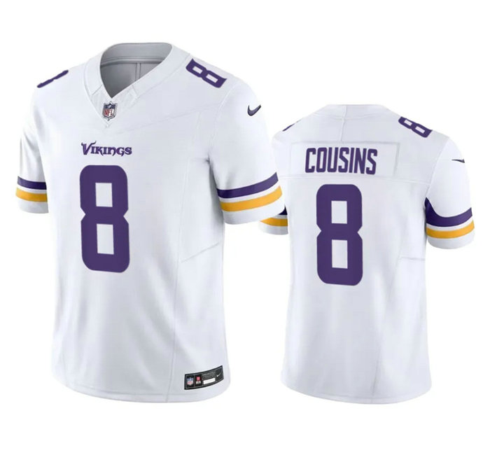 Men's Minnesota Vikings #8 Kirk Cousins White 2023 F.U.S.E. Vapor Untouchable Stitched Jersey