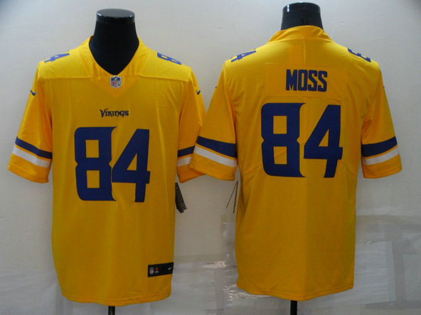 Men's Minnesota Vikings #84 Randy Moss Gold Inverted Legend Stitched NFL Jersey