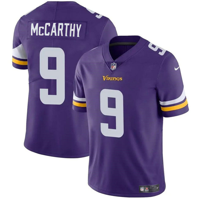 Men's Minnesota Vikings #9 J.J. McCarthy Purple 2024 Draft Vapor Untouchable Limited Stitched Jersey