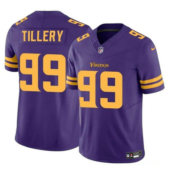 Men's Minnesota Vikings #99 Jerry Tillery Purple 2023 F.U.S.E. Color Rush Untouchable Limited Stitched Jersey