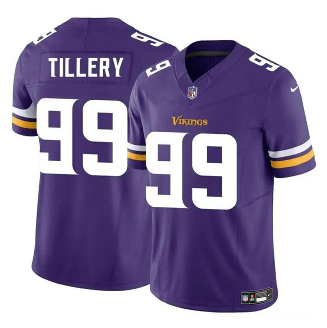 Men's Minnesota Vikings #99 Jerry Tillery Purple 2023 F.U.S.E. Vapor Untouchable Limited Stitched Jersey