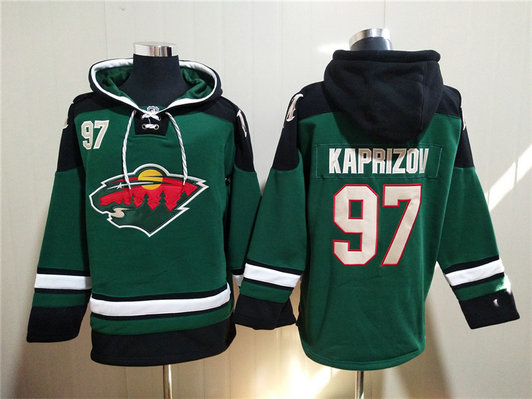Men's Minnesota Wild #97 Kirill Kaprizov Green Ageless Must-Have Lace-Up Pullover Hoodie