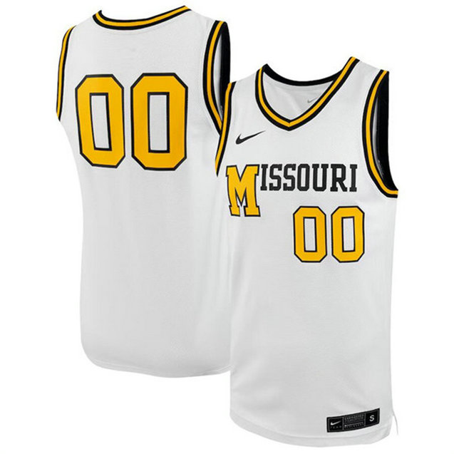 Men's Missouri Tigers #00 White Stitched Basketball Jersey