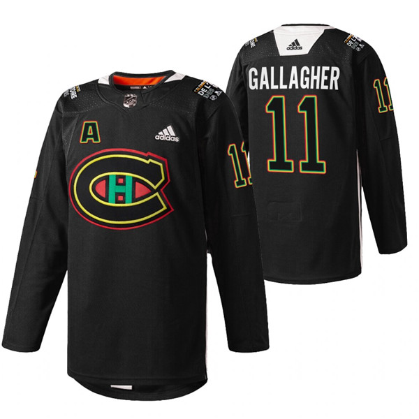 Men's Montreal Canadiens #11 Brendan Gallagher 2022 Black Warm Up History Night Stitched Jersey