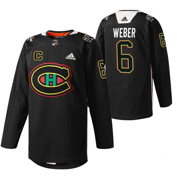 Men's Montreal Canadiens #6 Shea Weber 2022 Black Warm Up History Night Stitched Jersey