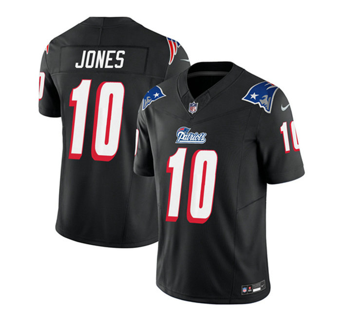 Men's New England Patriots #10 Mac Jones Black 2023 F.U.S.E. Throwback Limited Stitched Football Jersey