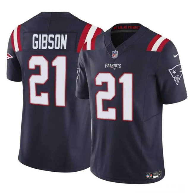 Men's New England Patriots #21 Antonio Gibson Navy 2023 F.U.S.E. Vapor Limited Stitched Football Jersey