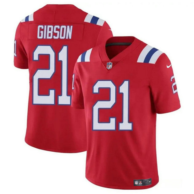 Men's New England Patriots #21 Antonio Gibson Red Vapor Limited Stitched Football Jersey