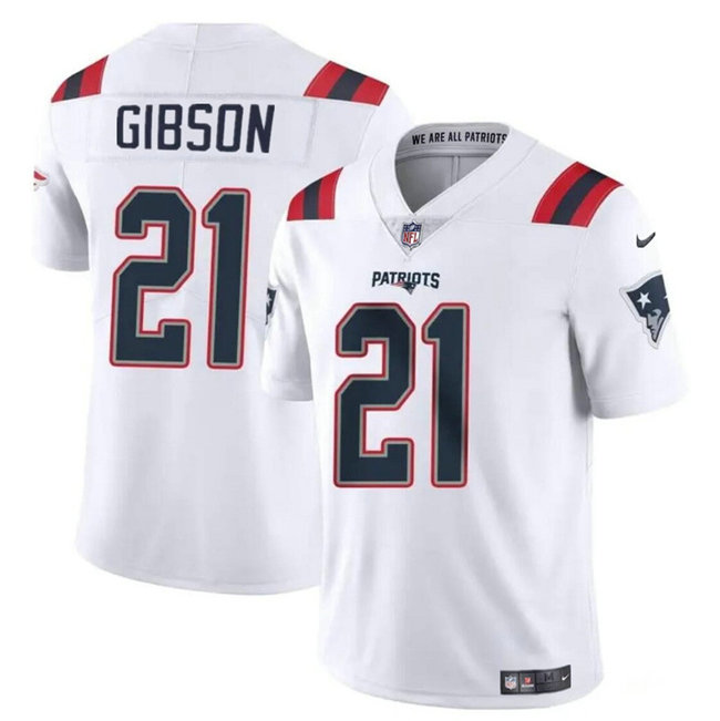 Men's New England Patriots #21 Antonio Gibson White Vapor Limited Stitched Football Jersey