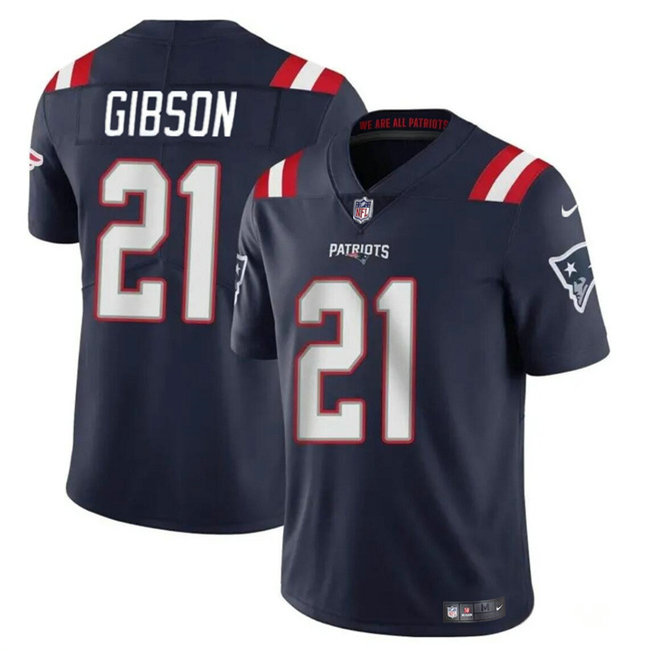 Men's New England Patriots #21 Antonio Gibsonz Navy Vapor Limited Stitched Football Jersey