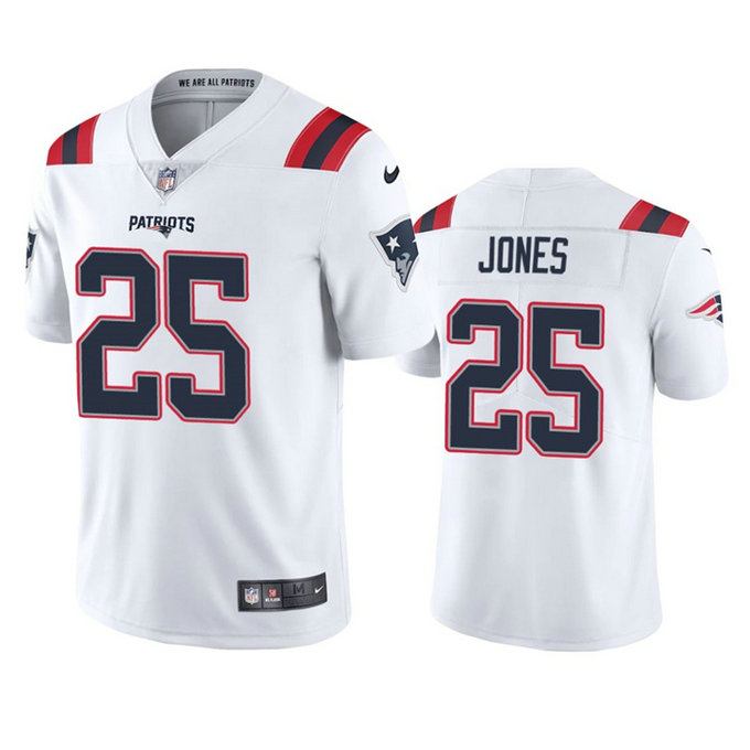 Men's New England Patriots #25 Marcus Jones White Vapor Untouchable Limited Stitched Jersey