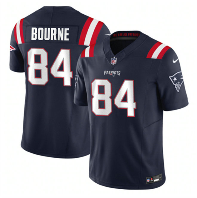 Men's New England Patriots #84 Kendrick Bourne Navy 2023 F.U.S.E. Vapor Limited Stitched Football Jersey