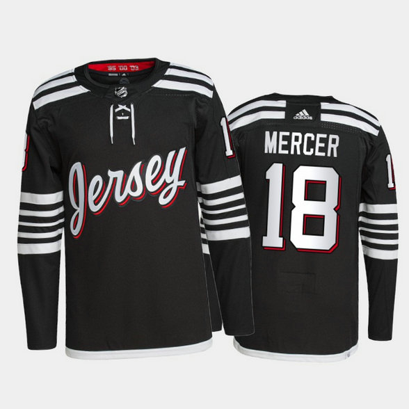 Men's New Jersey Devils #18 Dawson Mercer 2021 2022 Black Stitched Jersey