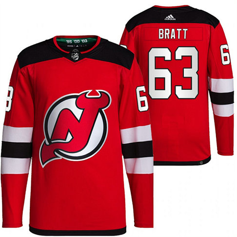 Men's New Jersey Devils #63 Jesper Bratt Red Stitched Jersey