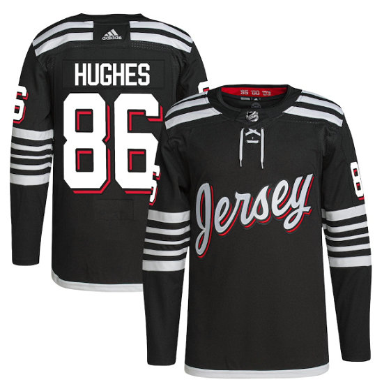 Men's New Jersey Devils #86 Jack Hughes 2021 2022 Black Stitched Jersey