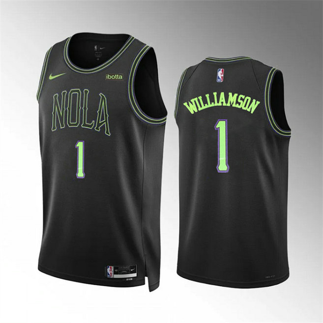 Men's New Orleans Pelicans #1 Zion Williamson Black City Edition Stitched Basketball Jersey