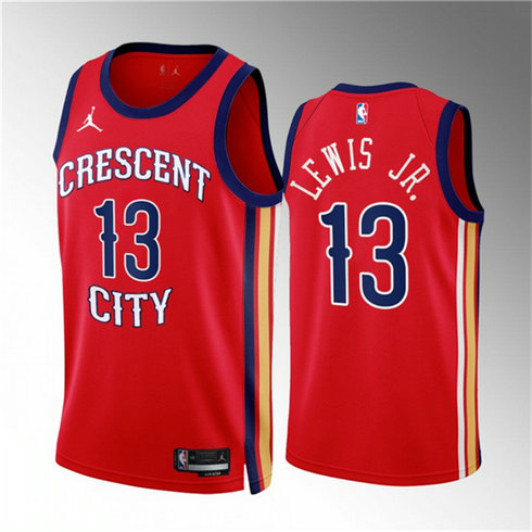 Men's New Orleans Pelicans #13 Kira Lewis Jr. Red 2022 23 Statement Edition Stitched Basketball Jersey