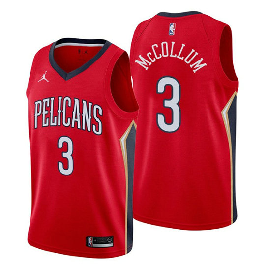 Men's New Orleans Pelicans #3 C.J. McCollum Red Statement Edition Stitched Jersey
