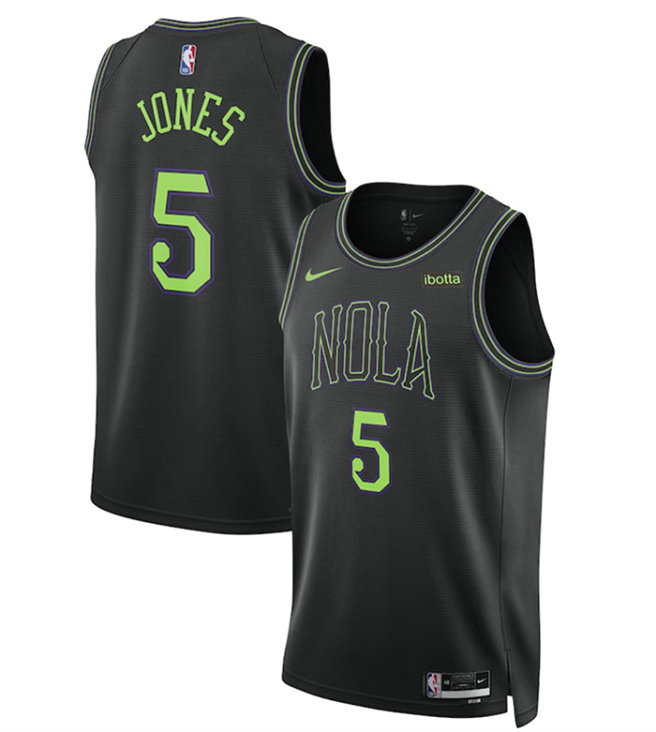 Men's New Orleans Pelicans #5 Herbert Jones Black City Edition Stitched Basketball Jersey