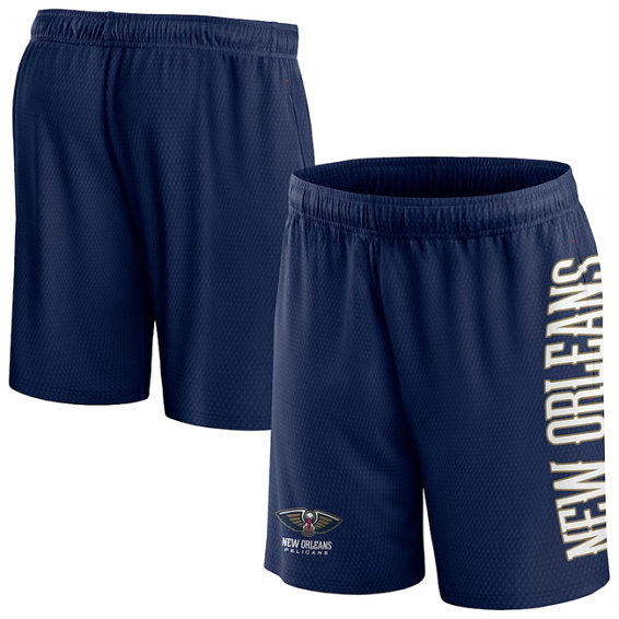 Men's New Orleans Pelicans Navy Post Up Mesh Shorts