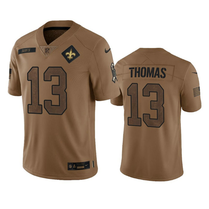 Men's New Orleans Saints #13 Michael Thomas 2023 Brown Salute To Service Limited Limited Stitched Jersey