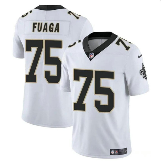 Men's New Orleans Saints #75 Taliese Fuaga White 2024 Draft Vapor Limited Stitched Football Jersey