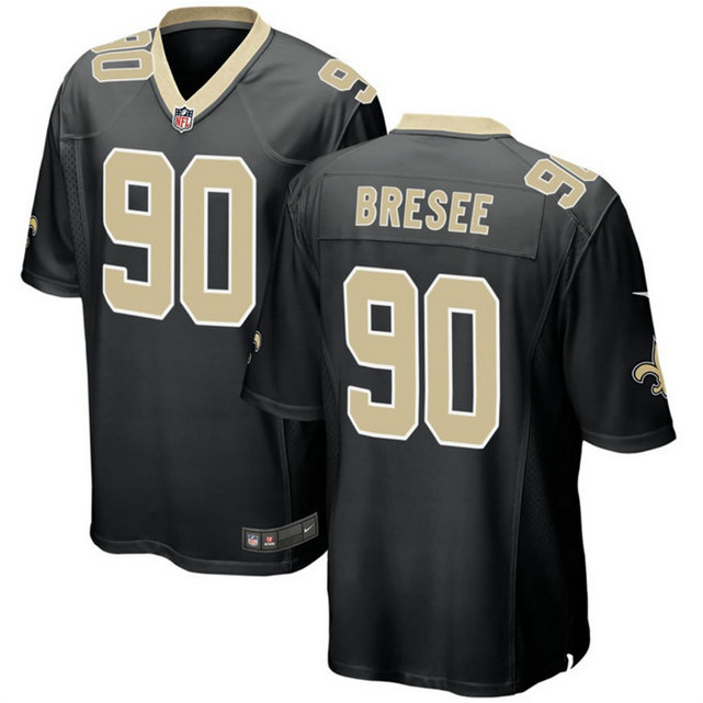 Men's New Orleans Saints #90 Bryan Bresee Black 2023 Draft Stitched Game Jersey