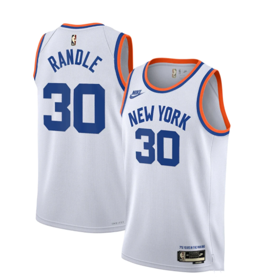 Men's New Yok Knicks #30 Julius Randle 2021 2022 White City Edition Stitched Jersey
