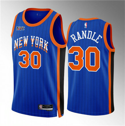 Men's New Yok Knicks #30 Julius Randle Blue 2023 24 City Edition Stitched Basketball Jersey