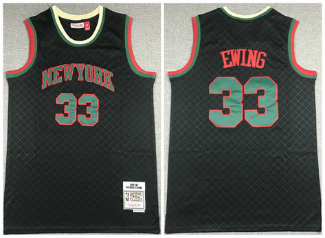 Men's New Yok Knicks #33 Patrick Ewing Black Throwback Stitched Jersey