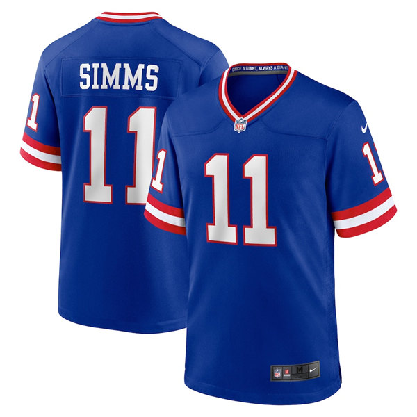 Men's New York Giants #11 Phil Simms Royal Classic Retired Player Stitched Game Jersey