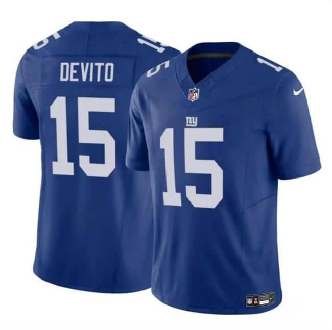 Men's New York Giants #15 Tommy DeVito Blue 2023 F.U.S.E. Vapor Untouchable Limited Stitched Jersey