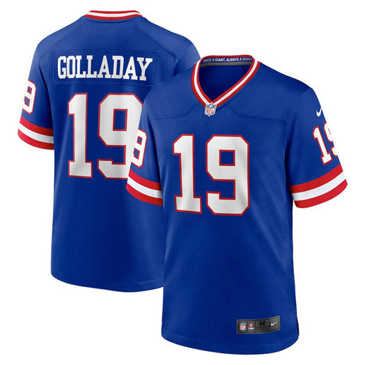 Men's New York Giants #19 Kenny Golladay Royal Classic Retired Player Stitched Game Jersey