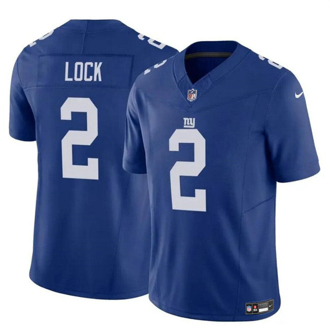 Men's New York Giants #2 Drew Lock Blue 2023 F.U.S.E. Vapor Untouchable Limited Stitched Jersey