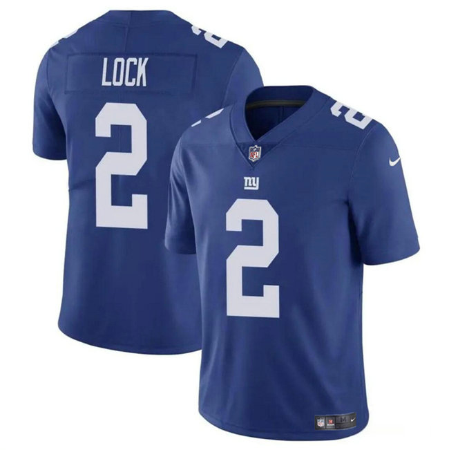 Men's New York Giants #2 Drew Lock Blue Vapor Untouchable Limited Stitched Jersey