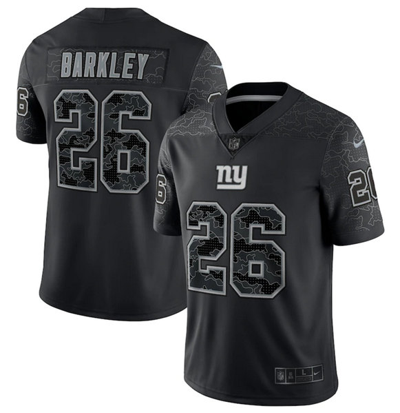 Men's New York Giants #26 Saquon Barkley Black Reflective Limited Stitched Football Jersey