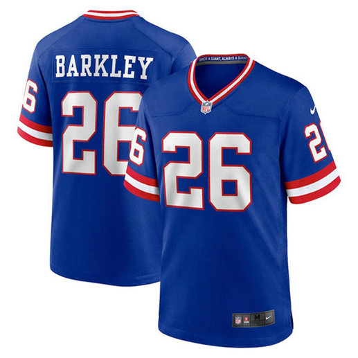 Men's New York Giants #26 Saquon Barkley Royal Classic Retired Player Stitched Game Jersey