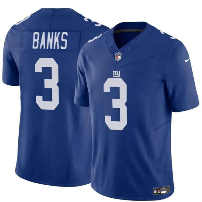 Men's New York Giants #3 Deonte Banks Blue 2023 F.U.S.E. Vapor Untouchable Limited Stitched Jersey