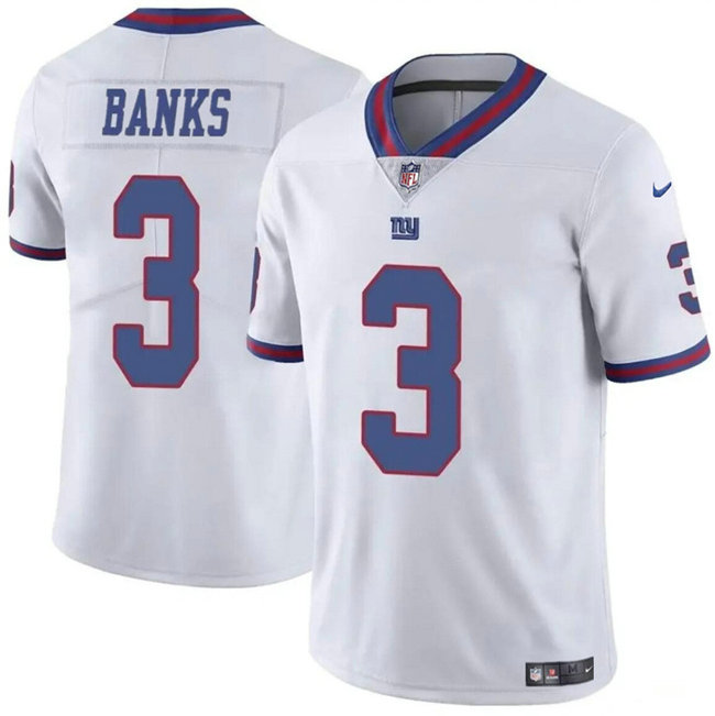 Men's New York Giants #3 Deonte Banks White Limited Stitched Jersey