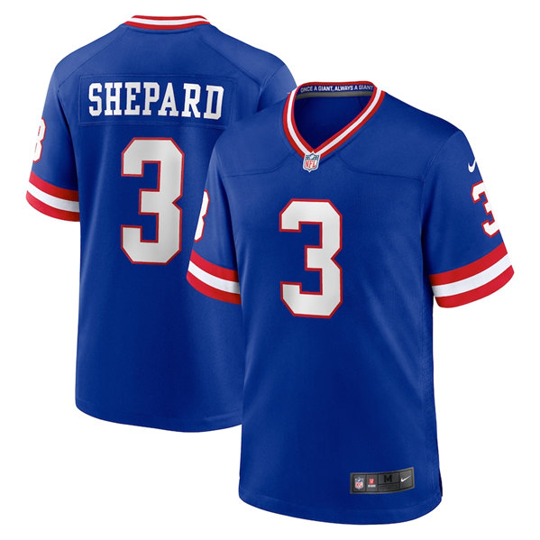 Men's New York Giants #3 Sterling Shepard Royal Classic Retired Player Stitched Game Jersey