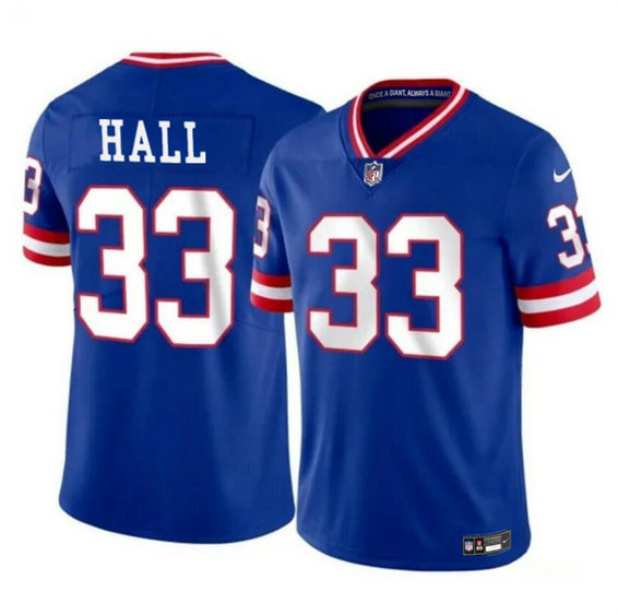 Men's New York Giants #33 Hassan Hall Royal Throwback Limited Stitched Jersey