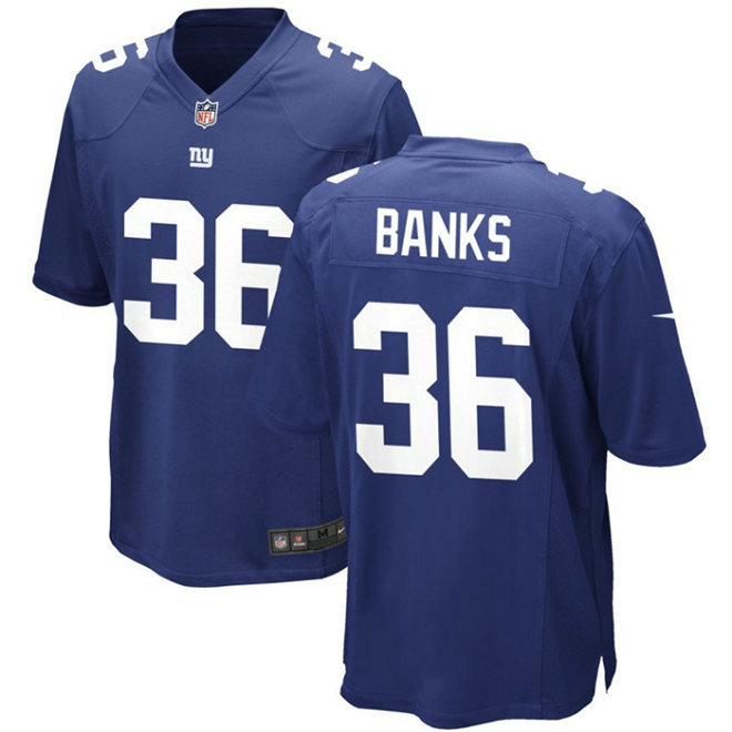 Men's New York Giants #36 Deonte Banks Blue 2023 Draft Stitched Game Jersey