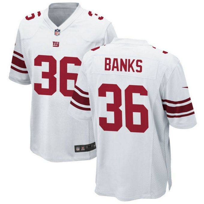 Men's New York Giants #36 Deonte Banks White 2023 Draft Stitched Game Jersey